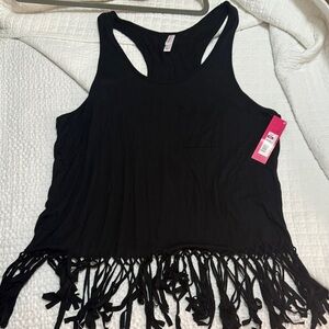 Black Fringe Tank Top
